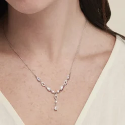 Collier Cravate Argent Blanc Benedito Oxydes De Zirconium