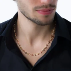 Collier Dami Maille Grain De Cafe Or Tricolore