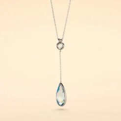 Collier Dennis Or Blanc Topaze