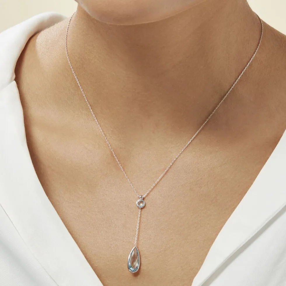 Collier Dennis Or Blanc Topaze