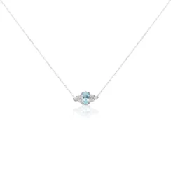 Collier Diapre Or Blanc Topaze Oxyde De Zirconium
