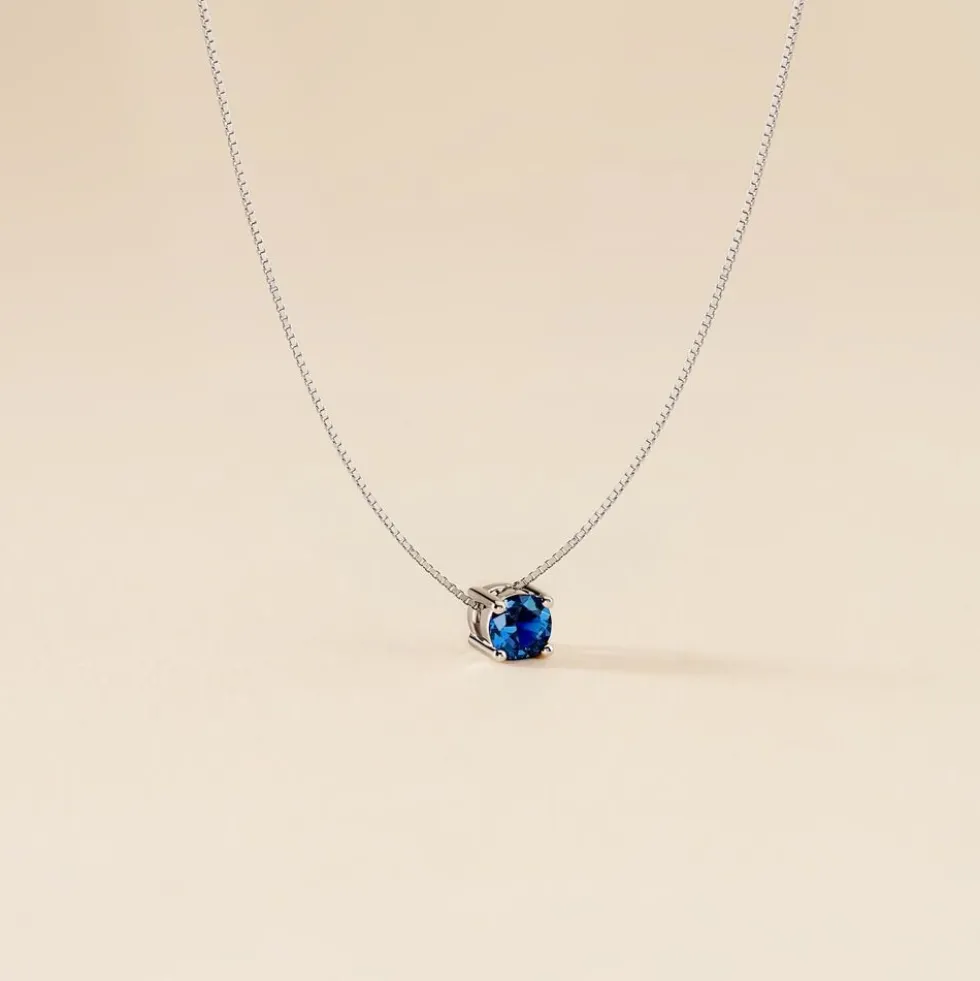 Collier Dwight Argent Blanc Oxyde De Zirconium Bleu