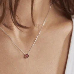 Collier Dwight Argent Blanc Oxyde De Zirconium Rouge