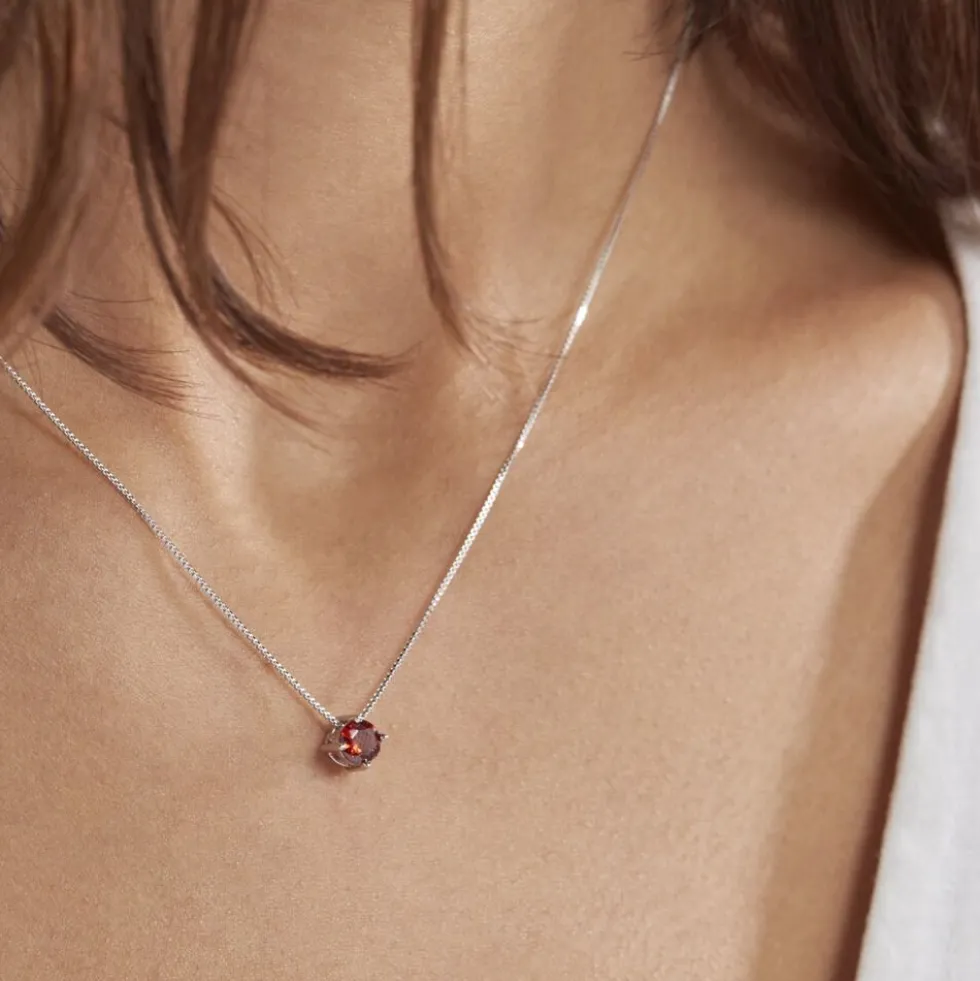 Collier Dwight Argent Blanc Oxyde De Zirconium Rouge