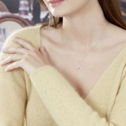 Collier Electa Or Blanc Topaze Et Oxyde De Zirconium