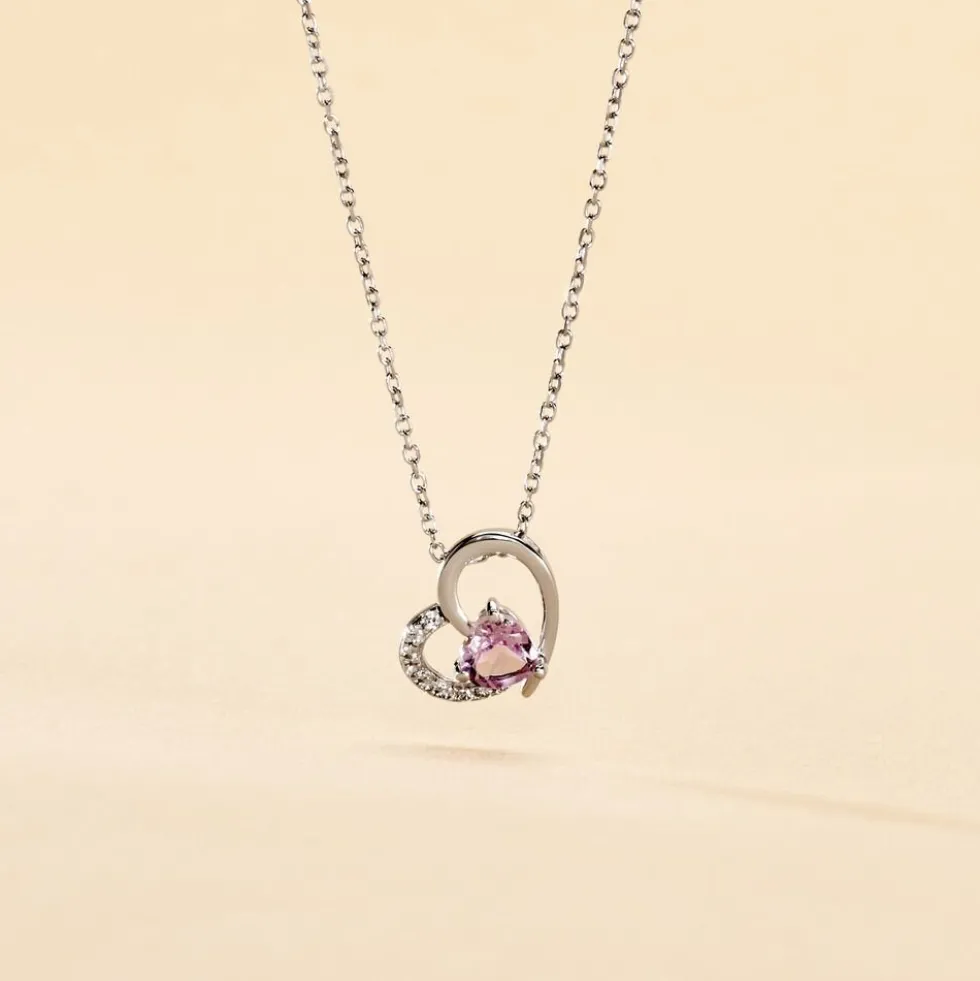 Collier Eliana Or Blanc Amethyste Et Oxyde De Zirconium