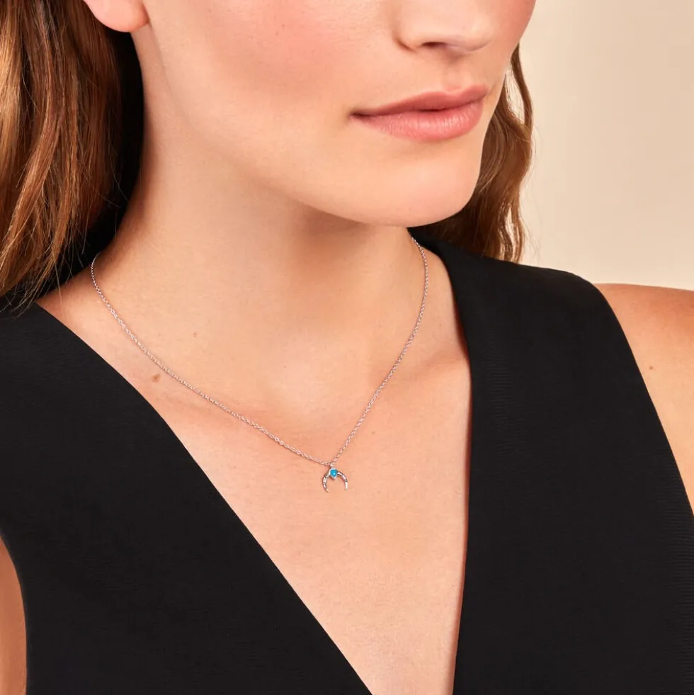 Collier Estrid Argent Blanc Turquoise