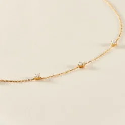 Collier Ethere Or Jaune Oxyde De Zirconium