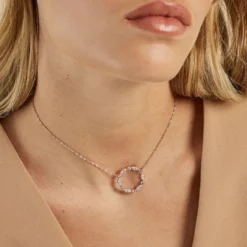 Collier Eugenie Argent Rose Oxyde De Zirconium