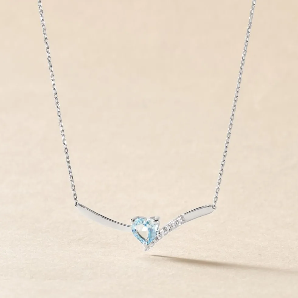 Collier Eva Or Blanc Topaze Et Oxyde De Zirconium