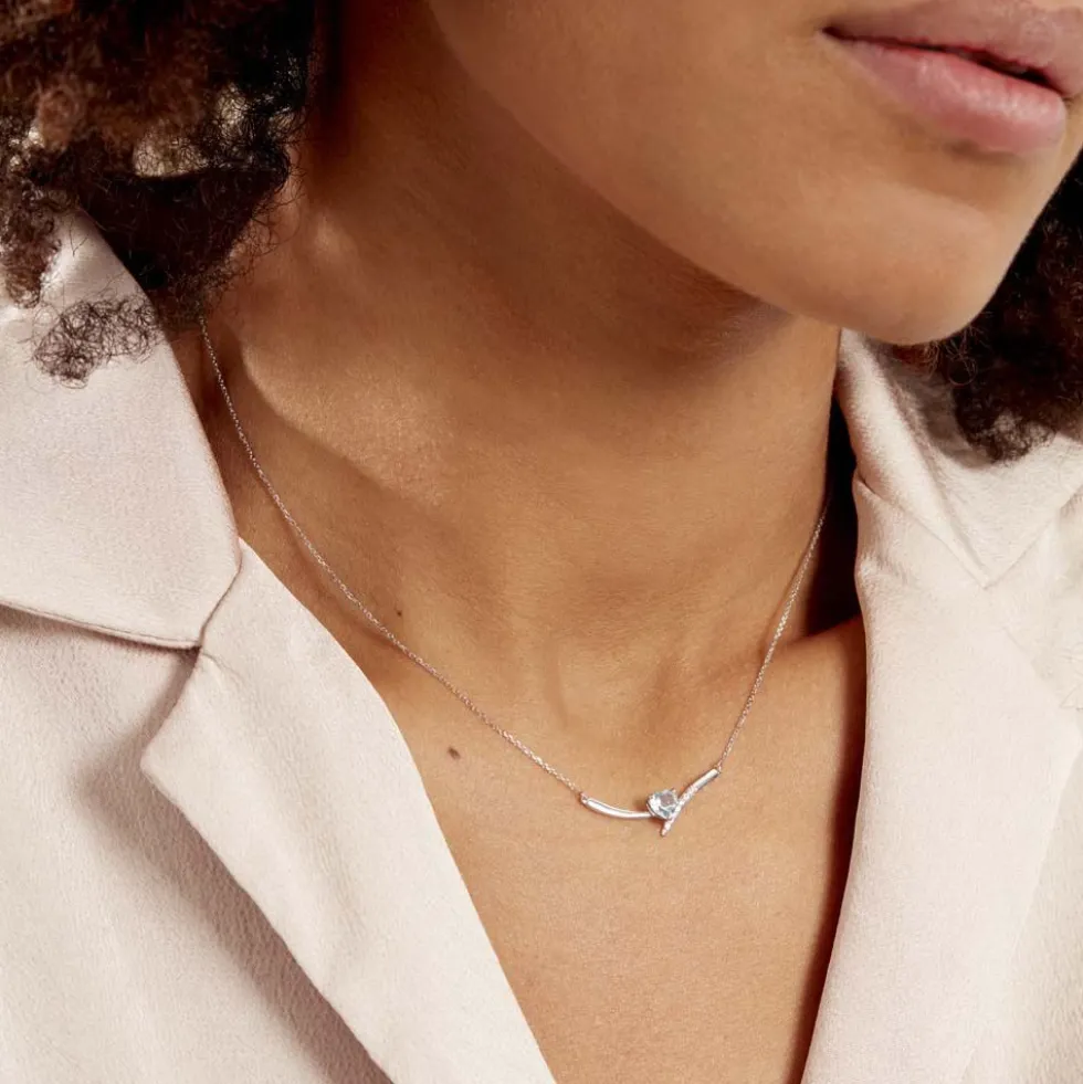Collier Eva Or Blanc Topaze Et Oxyde De Zirconium