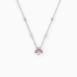 Collier Evasion Argent Blanc Pierre De Synthese Oxyde De Zirconium