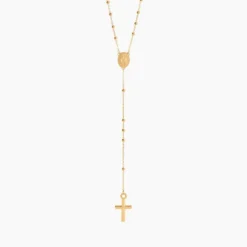 Collier Evelina Croix Maille Boule Or Jaune