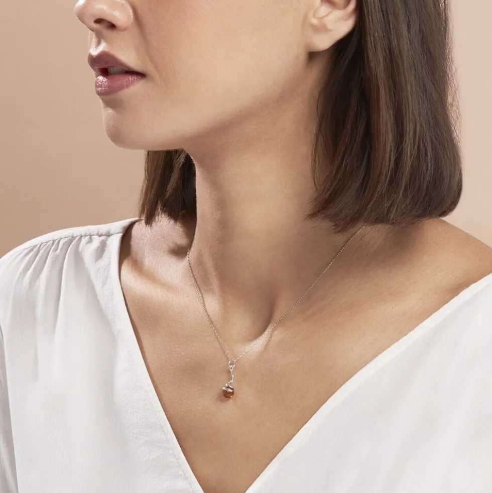 Collier Famata Argent Blanc Ambre