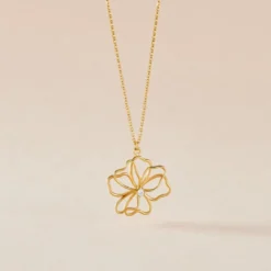 Collier Floraison Dorée Or Jaune Oxyde De Zirconium