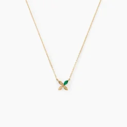 Collier Flower Power Or Jaune Emeraude Diamant