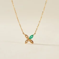 Collier Flower Power Or Jaune Emeraude Diamant
