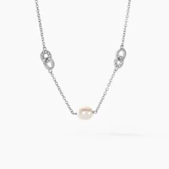Collier Gaetane Argent Blanc Perle De Culture Oxyde De Zirconium