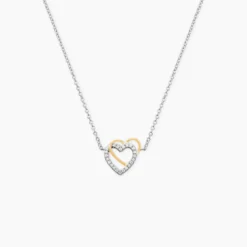 Collier Gine Or Jaune Argent Blanc Oxyde De Zirconium