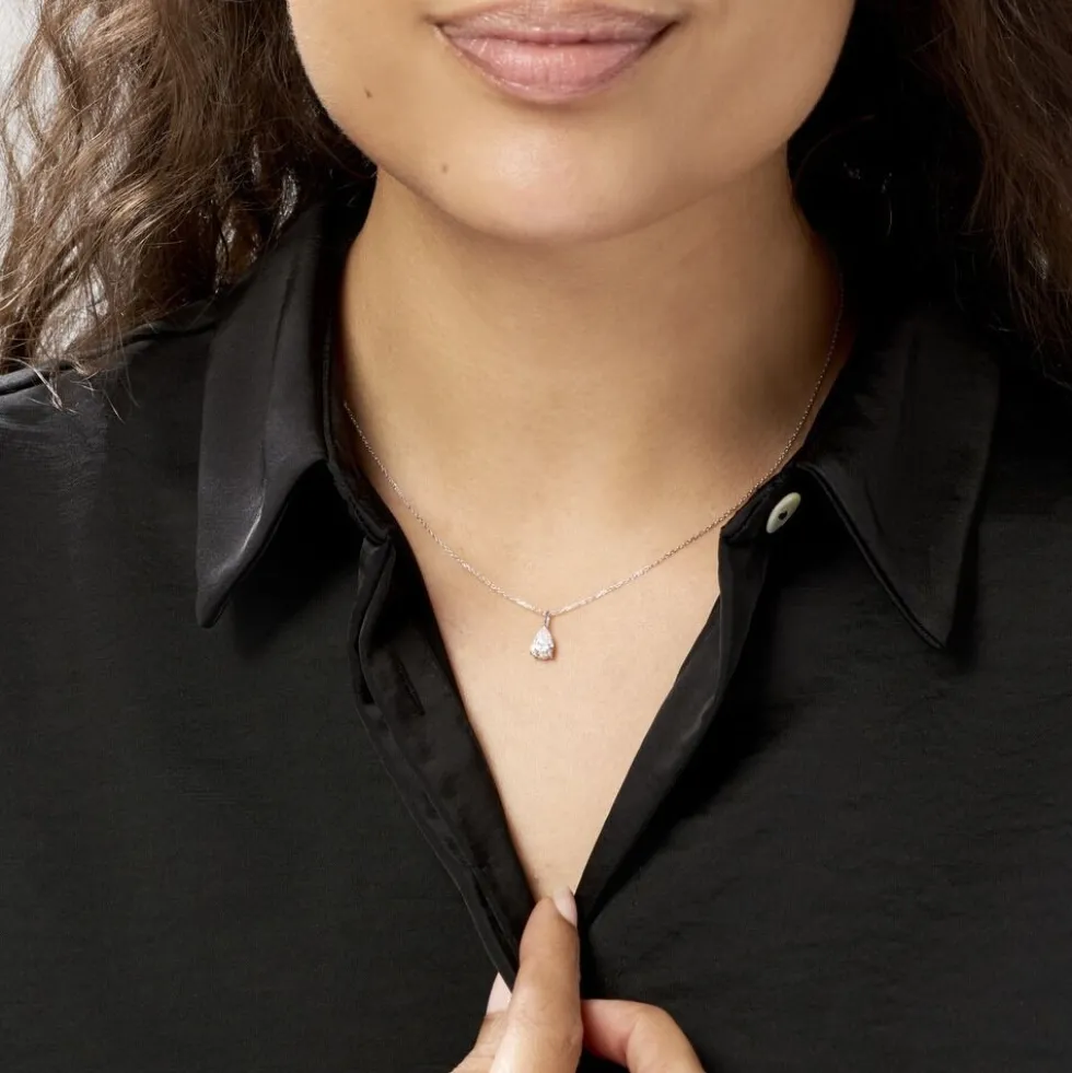 Collier Goutte Or Blanc Oxyde De Zirconium
