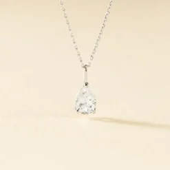Collier Goutte Or Blanc Oxyde De Zirconium