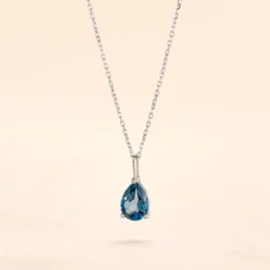 Collier Goutte Or Blanc Topaze