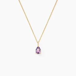 Collier Goutte Or Jaune Amethyste