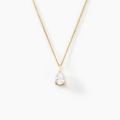 Collier Goutte Or Jaune Oxyde De Zirconium