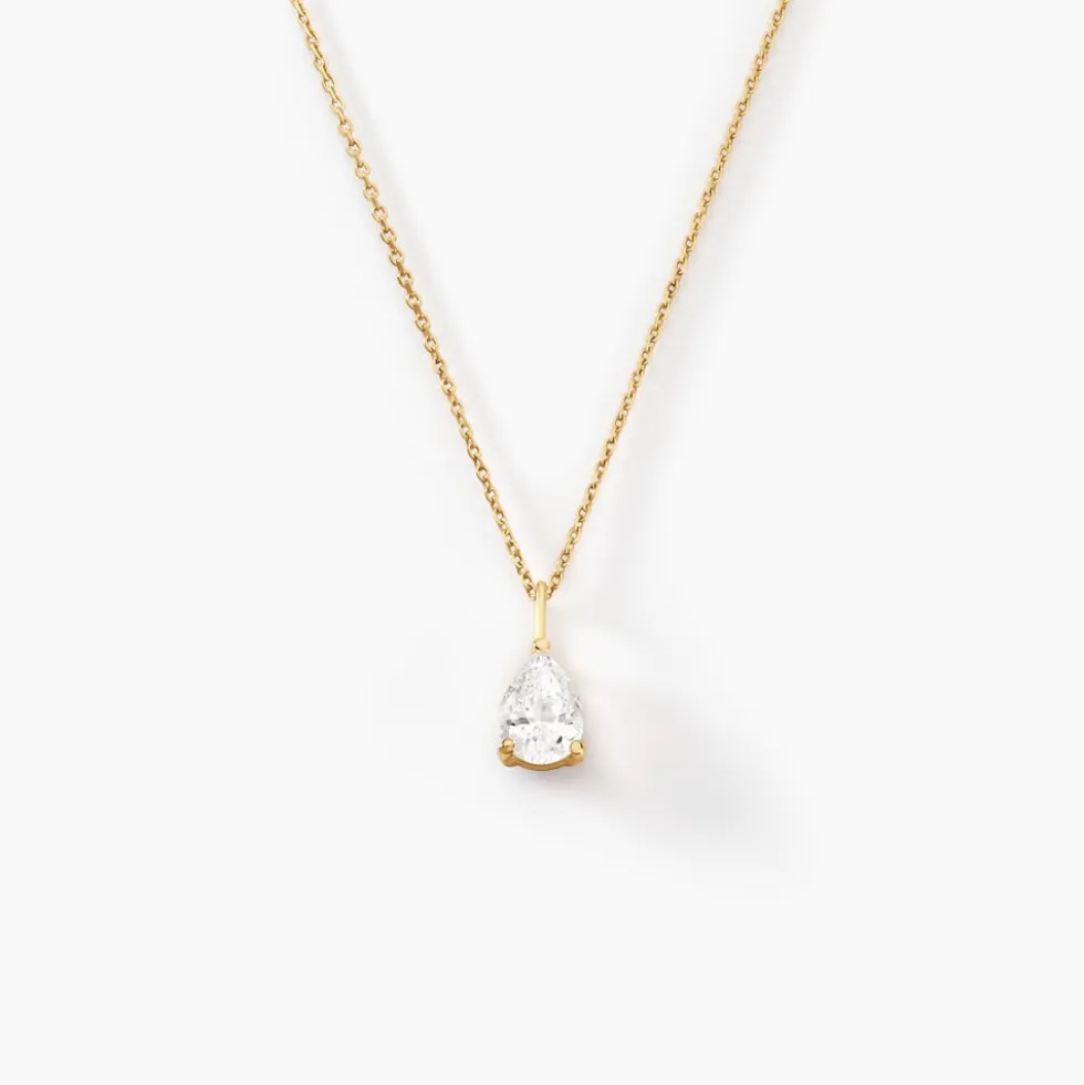 Collier Goutte Or Jaune Oxyde De Zirconium