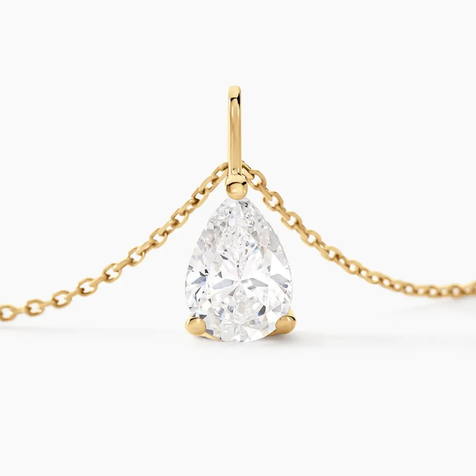 Collier Goutte Or Jaune Oxyde De Zirconium