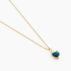 Collier Heart Or Jaune Topaze Oxyde De Zirconium