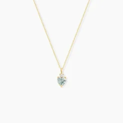 Collier Heart Or Jaune Topaze Oxyde De Zirconium