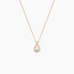 Collier Helin Or Jaune Perle De Culture Et Oxyde De Zirconium