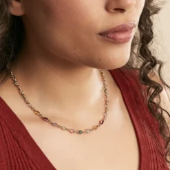 Collier Ilvaae Plaqué Or Jaune Pierre De Synthese