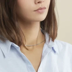 Collier Ivy Maille Haricot Or Blanc
