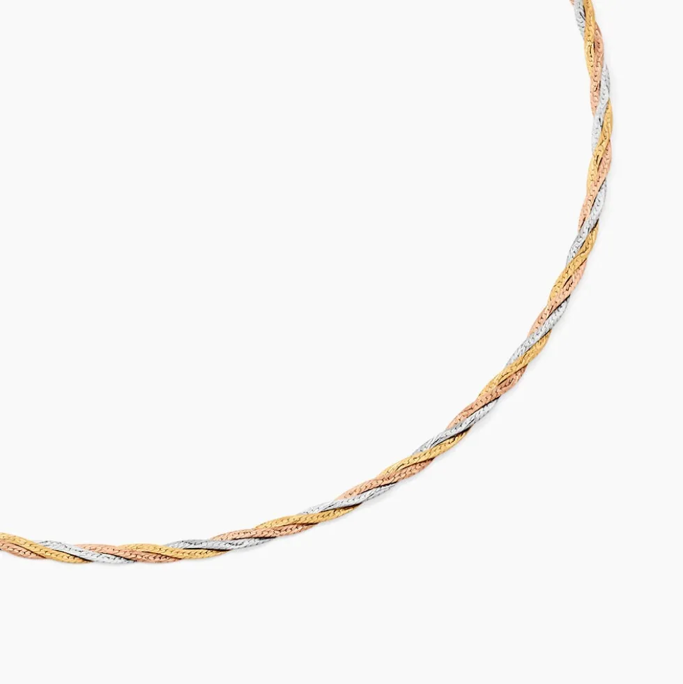 Collier Jasmin Tresse Or Tricolore