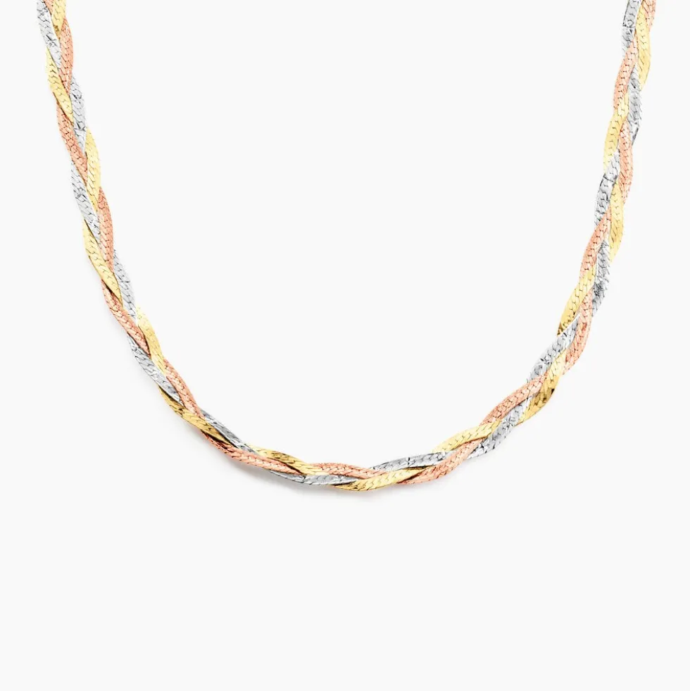 Collier Jasmin Tresse Or Tricolore