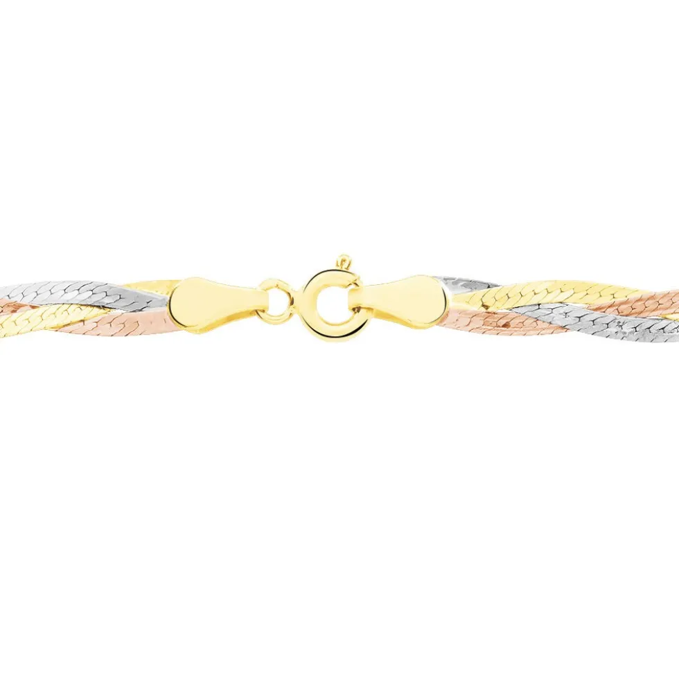 Collier Jasmin Tresse Or Tricolore