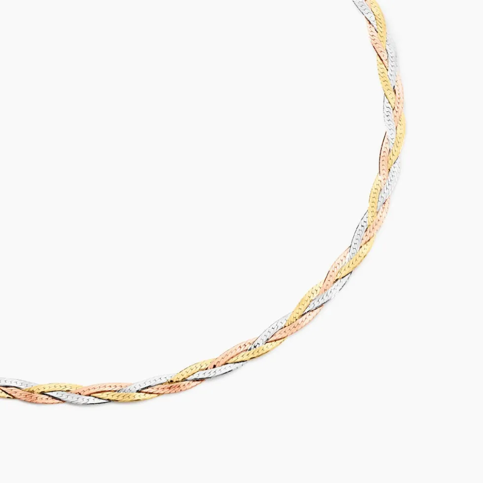 Collier Jasmin Tresse Or Tricolore
