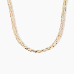Collier Jasmin Tresse Or Tricolore