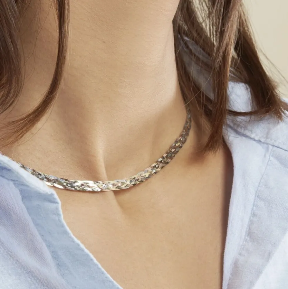 Collier Jasmin Tresse Or Tricolore