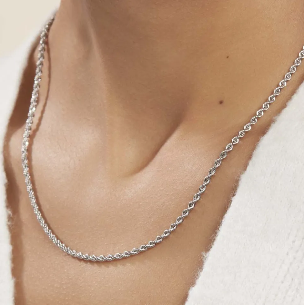 Collier Jerry Maille Corde Or Blanc