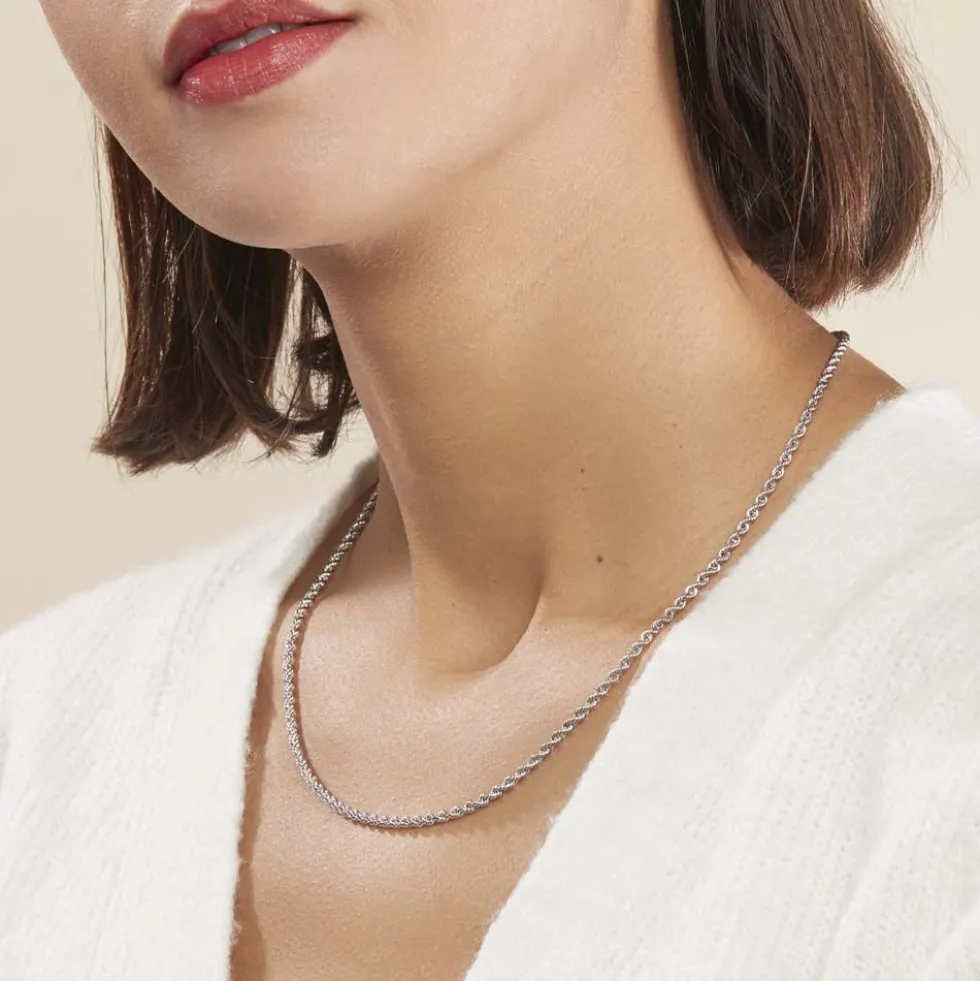 Collier Jerry Maille Corde Or Blanc