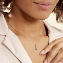 Collier Josephine Or Blanc Saphir Et Diamant