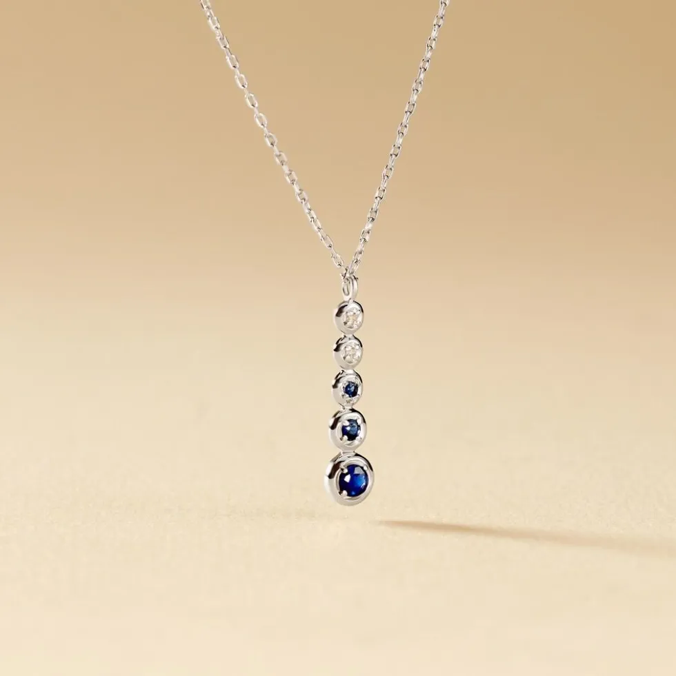 Collier Josephine Or Blanc Saphir Et Diamant