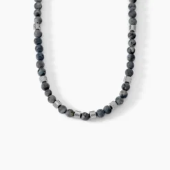Collier Jourdan Acier Blanc Labradorite