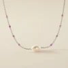 Collier Kerri Argent Blanc Perle De Culture Améthyste