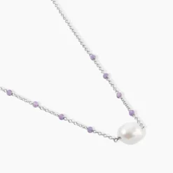 Collier Kerri Argent Blanc Perle De Culture Améthyste