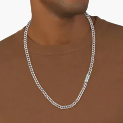 Collier Lacoste District Acier Blanc