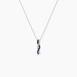 Collier Ligera Or Blanc Saphir Et Diamant